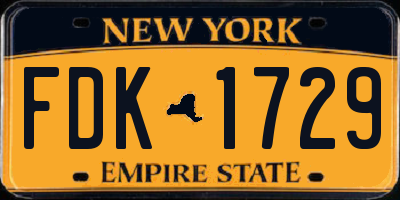 NY license plate FDK1729