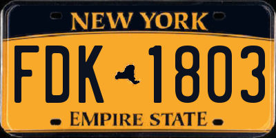 NY license plate FDK1803