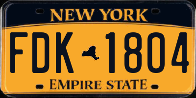 NY license plate FDK1804