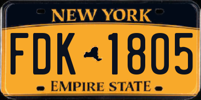 NY license plate FDK1805