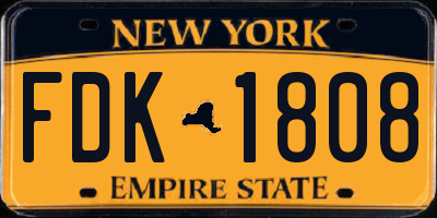 NY license plate FDK1808