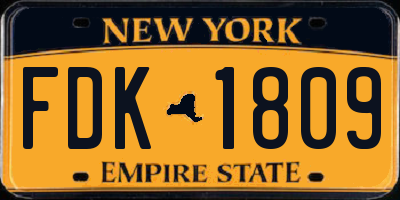 NY license plate FDK1809