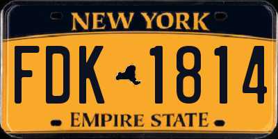 NY license plate FDK1814