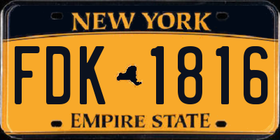 NY license plate FDK1816