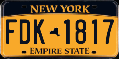 NY license plate FDK1817