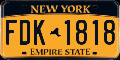 NY license plate FDK1818