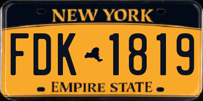NY license plate FDK1819