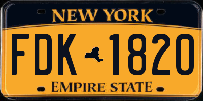 NY license plate FDK1820