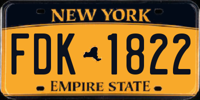 NY license plate FDK1822