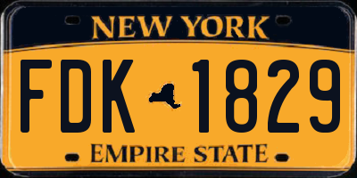 NY license plate FDK1829
