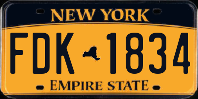 NY license plate FDK1834