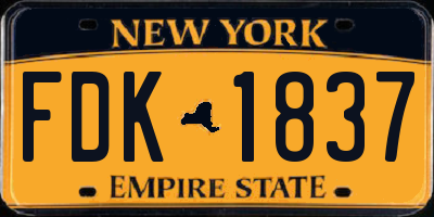 NY license plate FDK1837