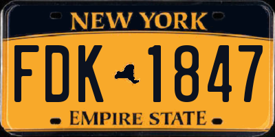 NY license plate FDK1847