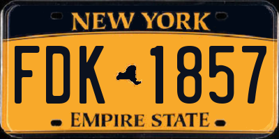 NY license plate FDK1857