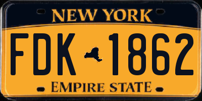 NY license plate FDK1862