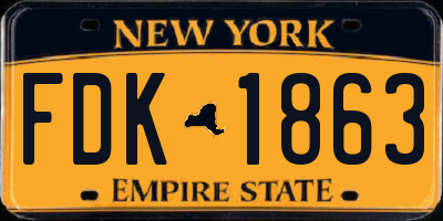 NY license plate FDK1863