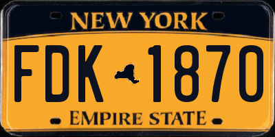 NY license plate FDK1870