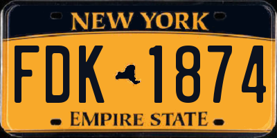 NY license plate FDK1874