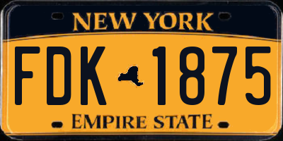 NY license plate FDK1875