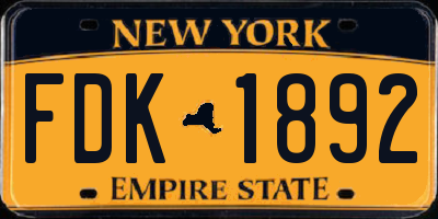 NY license plate FDK1892