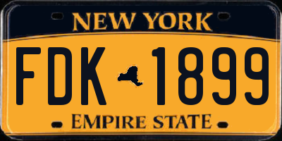 NY license plate FDK1899