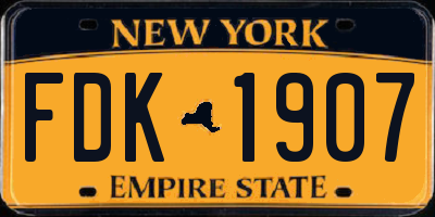NY license plate FDK1907