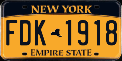 NY license plate FDK1918