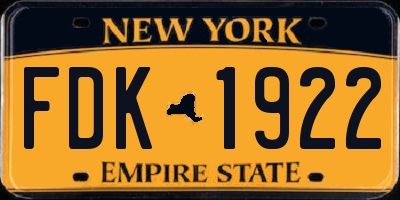 NY license plate FDK1922