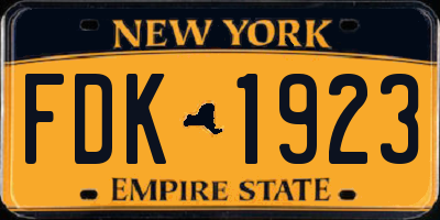 NY license plate FDK1923
