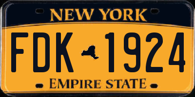 NY license plate FDK1924