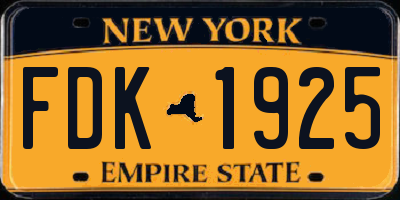 NY license plate FDK1925