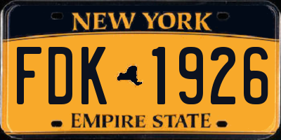 NY license plate FDK1926