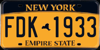 NY license plate FDK1933