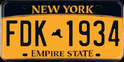 NY license plate FDK1934