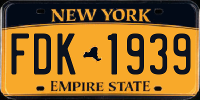 NY license plate FDK1939
