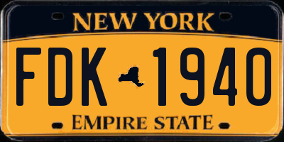 NY license plate FDK1940