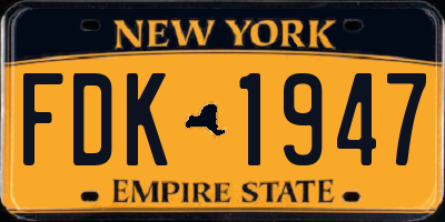 NY license plate FDK1947