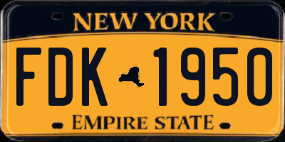 NY license plate FDK1950