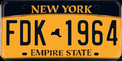 NY license plate FDK1964