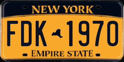NY license plate FDK1970