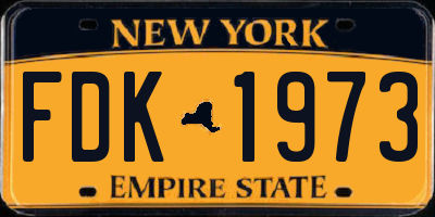 NY license plate FDK1973