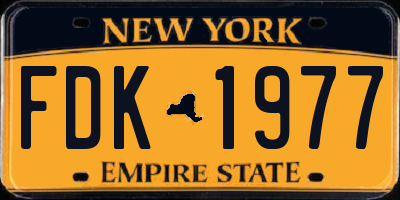 NY license plate FDK1977