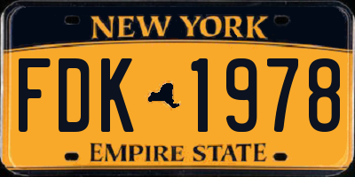NY license plate FDK1978