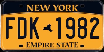 NY license plate FDK1982
