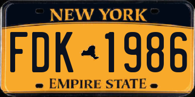NY license plate FDK1986