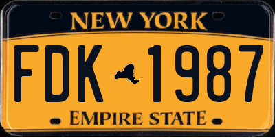 NY license plate FDK1987