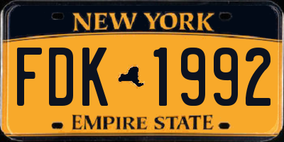 NY license plate FDK1992