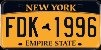NY license plate FDK1996