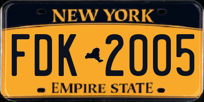 NY license plate FDK2005