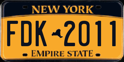 NY license plate FDK2011